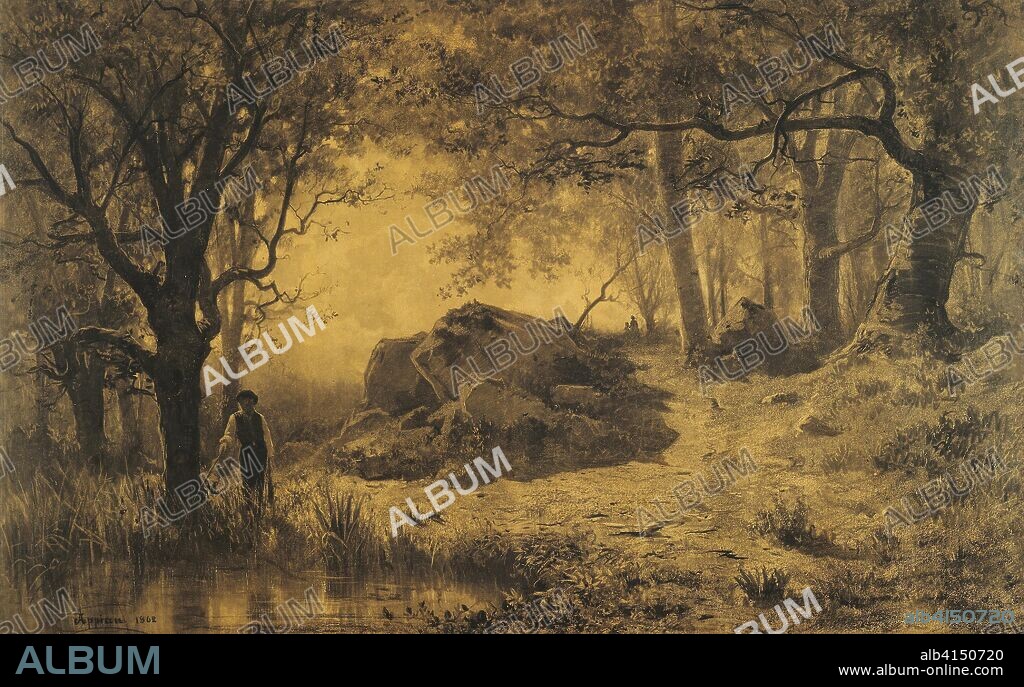 Pond at the Edge of the Wood. Adolphe Appian; French, 1818-1898. Date: 1862. Dimensions: 610 × 990 mm. Charcoal on brown paper. Origin: France.