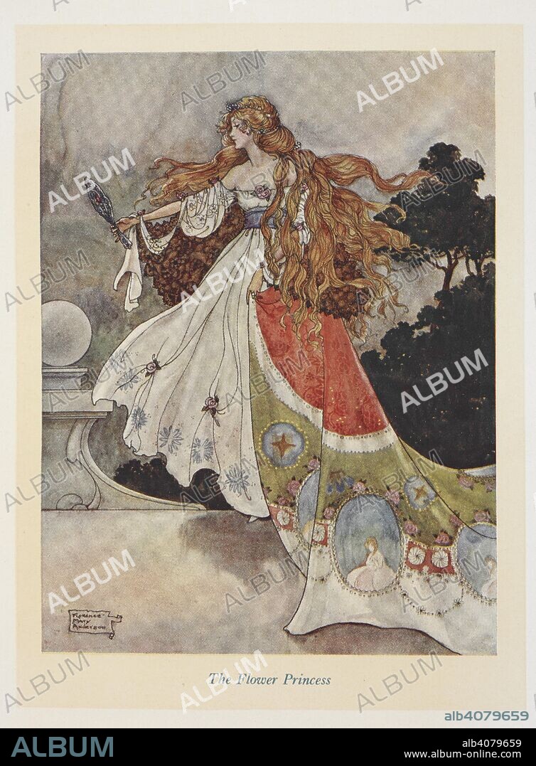 CHRISTIE T. YOUNG and FLORENCE ANDERSON. The Flower Princess. The Black Princess, and other fairy tales from Brazil-â€œContos para CriancÌ§as.â€ Translated from the Portuguese of â€œChrysantheÌ€meâ€ by Christie T. Young. Illustrated by Florence Mary Anderson. London : Simpkin, Marshall & Co., [1916]. Source: 12410.ppp.7 opposite 48.