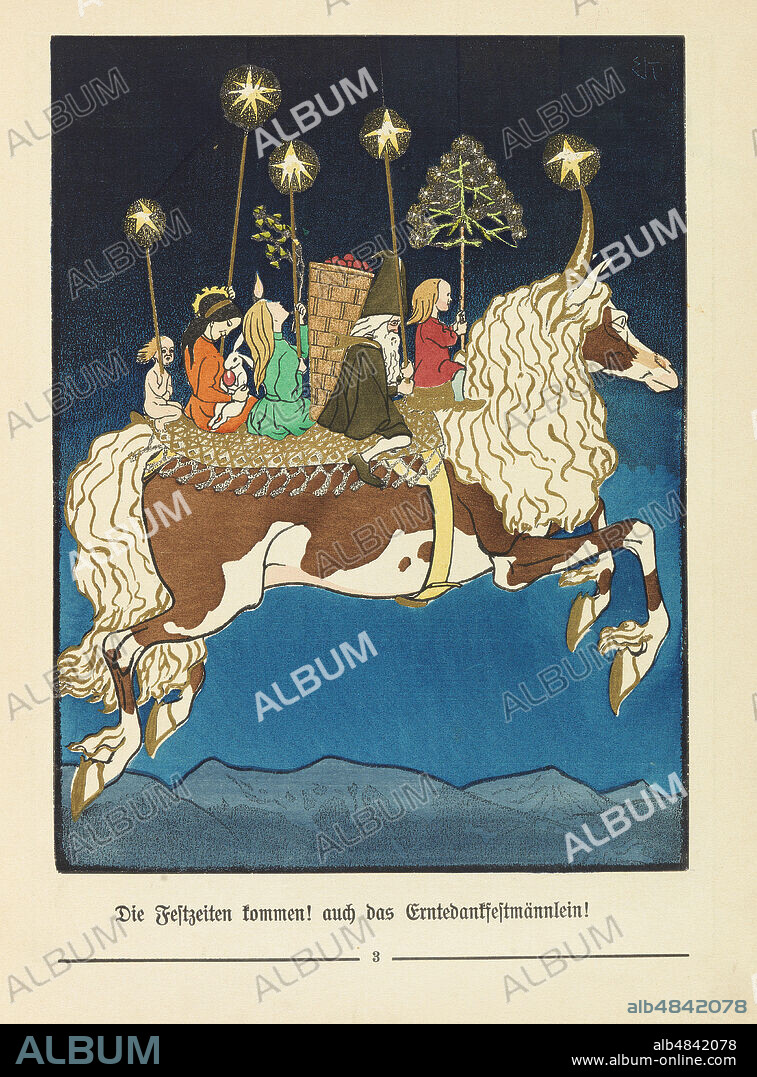 ERNST KREIDOLF. Illustration for "Der Buntscheck" by Richard Dehmel.