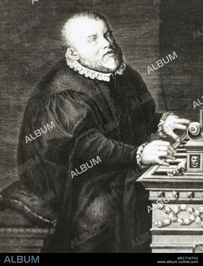 SALINAS, Francisco de (Burgos, 1513-Salamanca, 1590). Organista y téorico español. Quedó ciego a la edad de 10 años y estudió órgano y humanidades en la Universidad de Salamanca. Grabado según un cuadro de Pantoja.