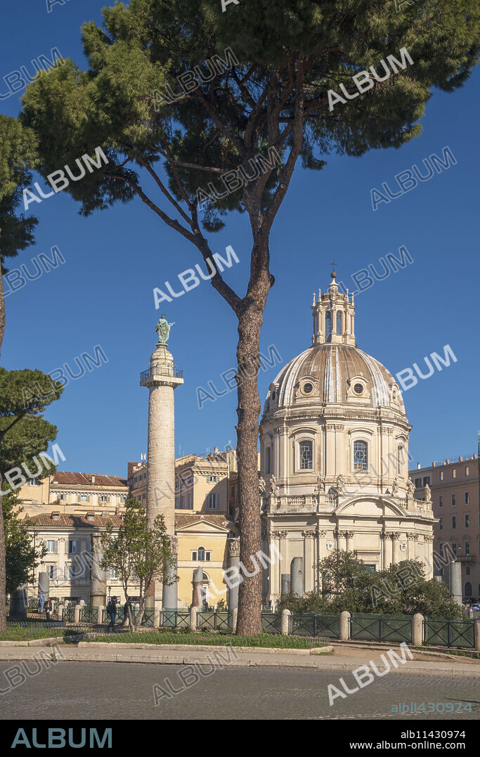 Church of the Most Holy Name of Mary at the Trajan Forum and Trajan's Column, UNESCO World Heritage Site, Rome, Lazio, Italy, Europe.