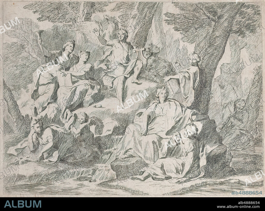 Louis, Duke of Burgundy, Parnassus, Louis, Duke of Burgundy (French, Versailles 16821712 Marly), After Antoine Coypel (French, Paris 16611722 Paris), 170012, Etching, Plate: 9 13/16 × 12 13/16 in. (24.9 × 32.5 cm), Sheet: 10 1/16 × 13 1/8 in. (25.5 × 33.4 cm), Prints.