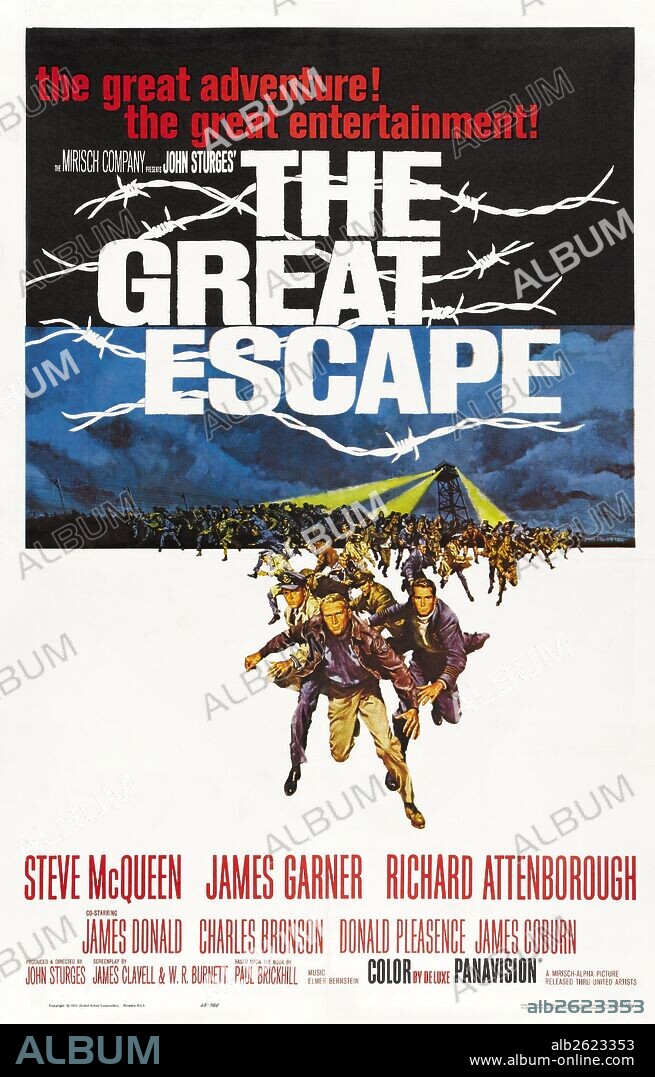 Poster de LA GRAN EVASIÓN, 1963 (THE GREAT ESCAPE), dirigida por JOHN STURGES. Copyright MIRISCH/UNITED ARTISTS.