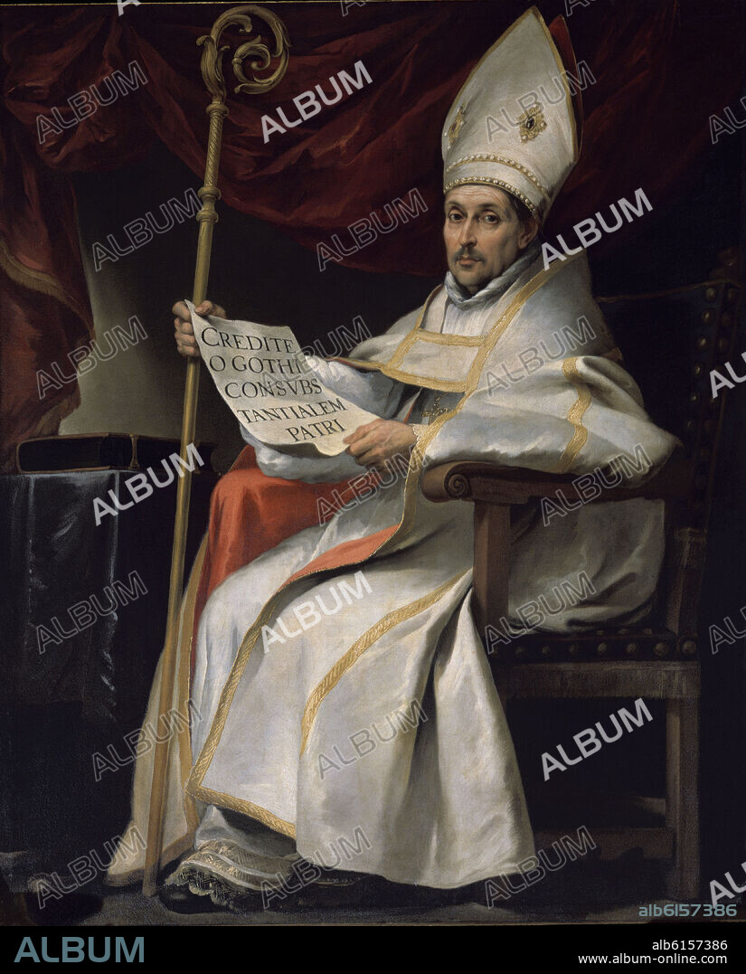 BARTOLOMÉ ESTEBAN MURILLO. SAN LEANDRO (534-600) - 1655 - O/L - 193 x 165 cm - PINTURA BARROCA ESPAÑOLA.