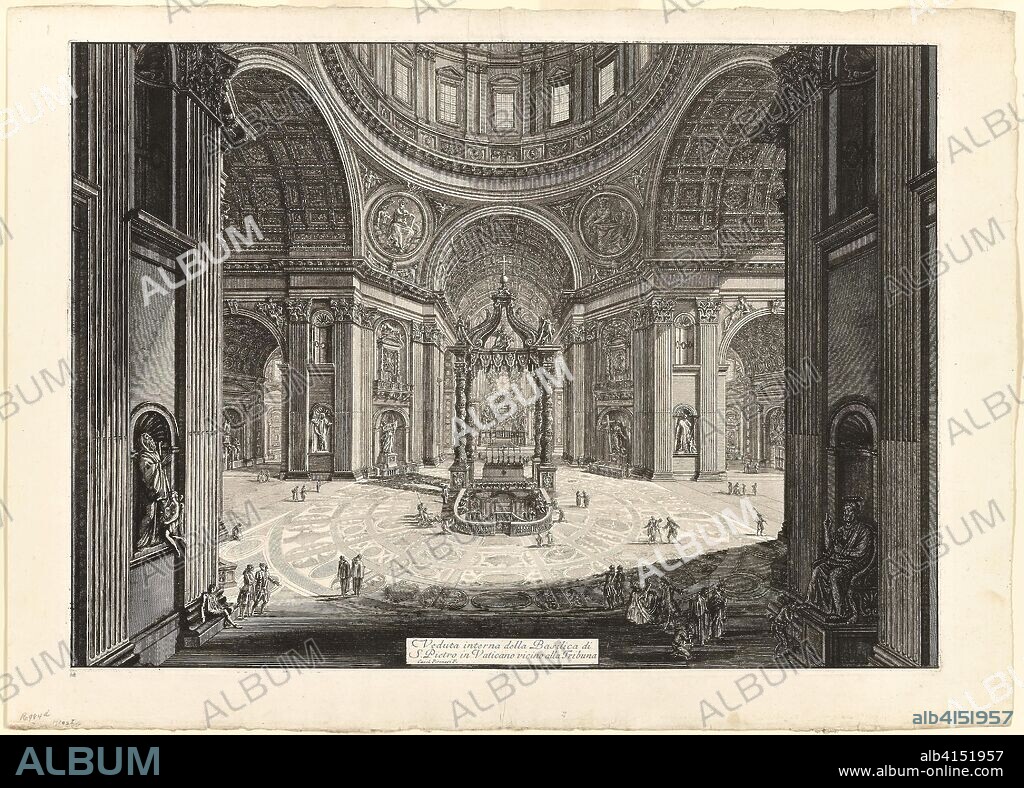 Interior view of the Basilica of St. Peter's in the Vatican, near the Tribune, from Views of Rome. Giovanni Battista Piranesi; Italian, 1720-1778. Date: 1773. Dimensions: 485 x 673 mm (image); 490 x 679 mm (plate); 560 x 784 mm (sheet). Etching on heavy ivory laid paper. Origin: Italy.