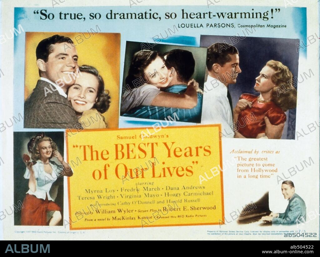 Poster de LOS MEJORES AÑOS DE NUESTRA VIDA, 1946 (THE BEST YEARS OF OUR LIVES), dirigida por WILLIAM WYLER. Copyright RKO.