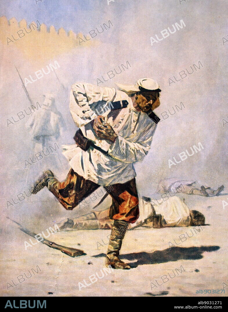 Mortally Wounded by Vasily Vereshchagin. Date: 1873
Realist style painting in the Turkestan series.