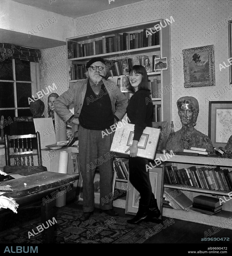 " Grand old man of art " is 83. Fordingbridge , Hants : Famous painter , philosopher and philanthropist Augustus John who is 83 tomorrow , 4th January 1961 , in the study of his home , Freyn Court , with his step-granddaughter Talitha , aged 20 . Talitha , the step-daughter of Augustus John's daughter Poppet lives in St Tropez with Poppet and her husband , Dutch painter Willem Jilts Pol. A former TV and magazine model , Talitha has just finished studying at the Royal Academy of Dramatic Art and hopes to start her acting career . And she's been helping Augustus John to celebrate his birthday a few days early over Christmas .. 3rd January 1961.