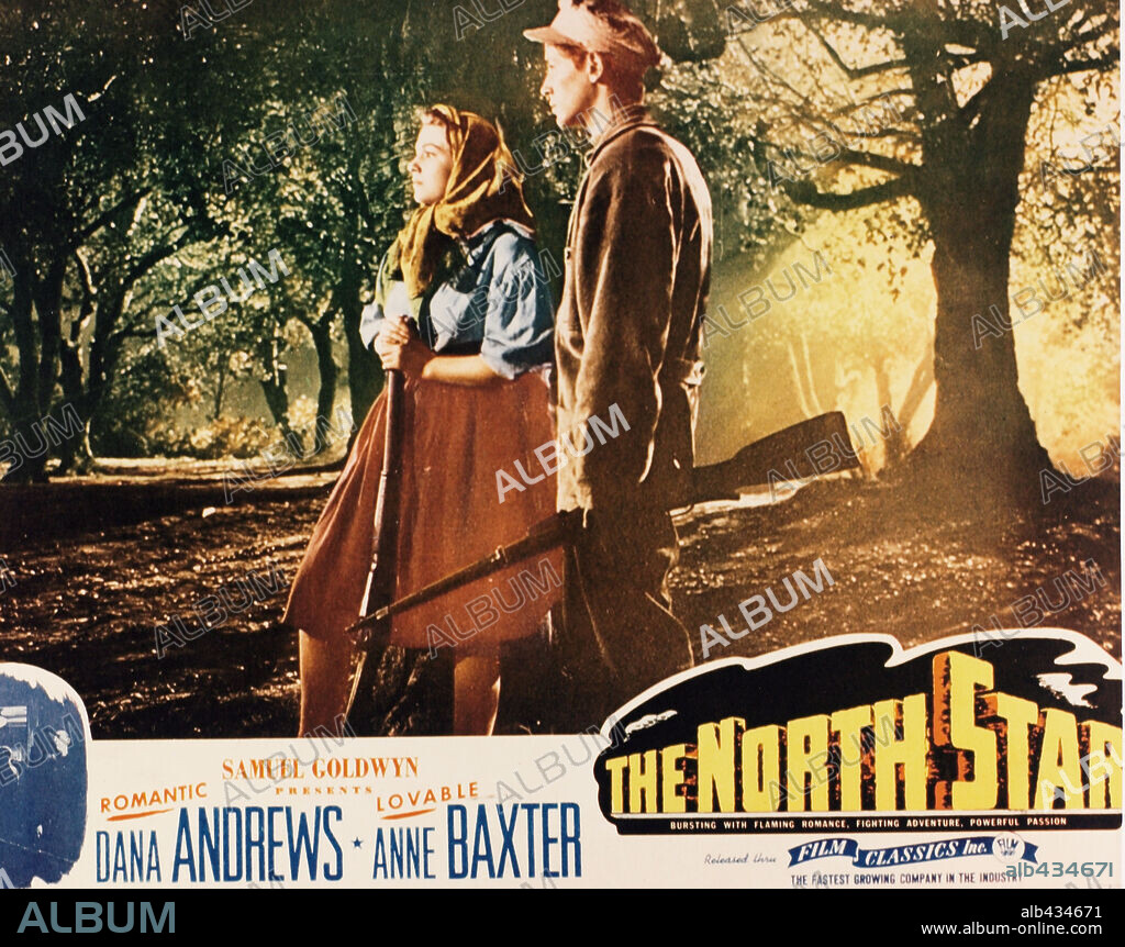 ANNE BAXTER y FARLEY GRANGER en ESTRELLA DEL NORTE, 1943 (THE NORTH STAR), dirigida por LEWIS MILESTONE. Copyright SAMUEL GOLDWYN COMPANY.