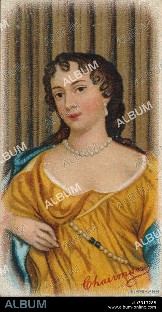 Barbara Palmer (nee Villiers), 1st Duchess of Cleveland, Countess of Castlemaine (1640-1709), 1912. Barbara Palmer was an English courtesan and the most famous of King Charles II of England mistresses. She bore the king five children, all of whom were acknowledged and ennobled. This portrait is after Sir Peter Lely (1618-1680) in this portrait she appears as St. Catherine. Taken from R. J. Lea, Ltd's first series of Chairman Miniature cigarette cards, 1912.