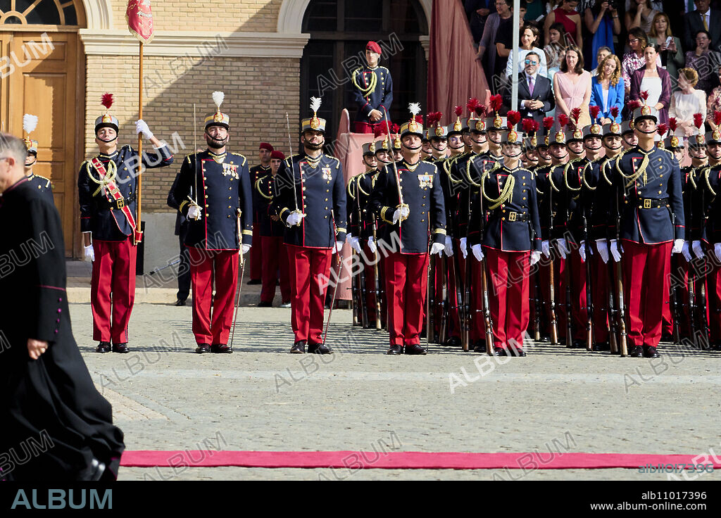 Crown Princess Leonor attends pledge of allegiance to the flag at General MIlitary Academy on October 7, 2023 in Zaragoza, Spain.
