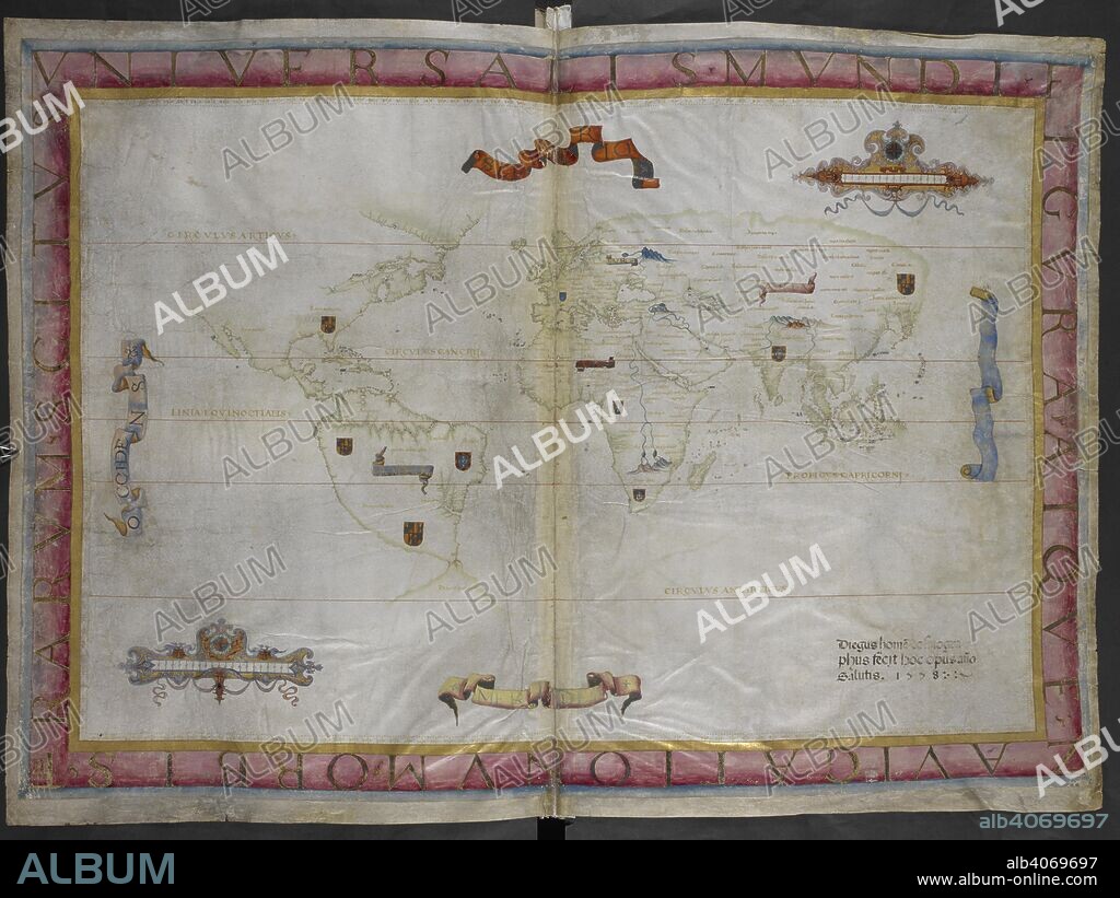 DIEGO HOMEM. Map of the World. Queen Mary Atlas. 1558. Source: Add. 5415 A, ff.7v-8.
