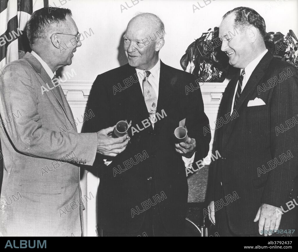 Tne National Aeronautics and Space Administration (NASA) was created on October 1, 1958. It would perform civilian research related to space flight and aeronautics. President Eisenhower commissioned Dr. T. Keith Glennan, right, as the first Administrator for NASA and Dr. Hugh L. Dryden as Deputy Administrator.