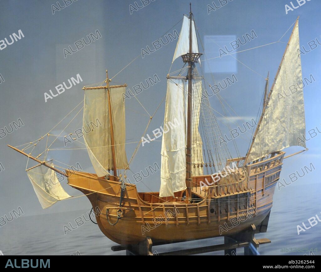 Epoca Moderna. Carabela. Embarcación a vela ligera usada en los viajes oceánico en los siglos XV y XVI. Reproducción maqueta. Museo Marítimo. Oslo. Noruega.