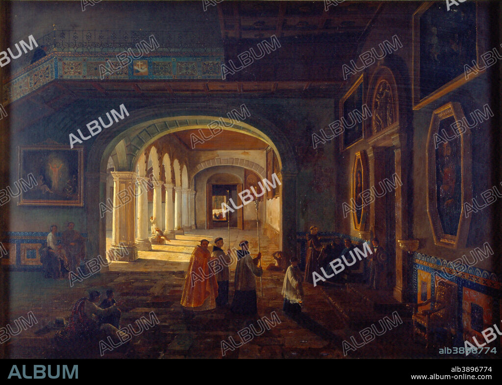 EUGENIO LANDESIO. Antisacristía del convento de San Francisco The Antesacristy of the Franciscan Convent. Date/Period: 1855. Painting. Oil on canvas Oil on canvas. Height: 825 mm (32.48 in); Width: 1,150 mm (45.27 in).
