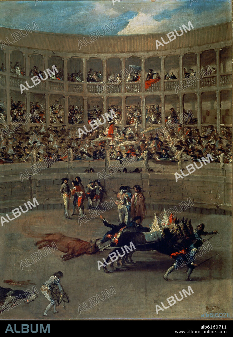 FRANCISCO DE GOYA. LAS MULILLAS O EL ARRASTRE DEL TORO - 1793 - OLEO SOBRE HOJALATA 43x32 - ANTIGUA PLAZA DE TOROS DE MADRID SITUADA EN LA CALLE COLUMELA.