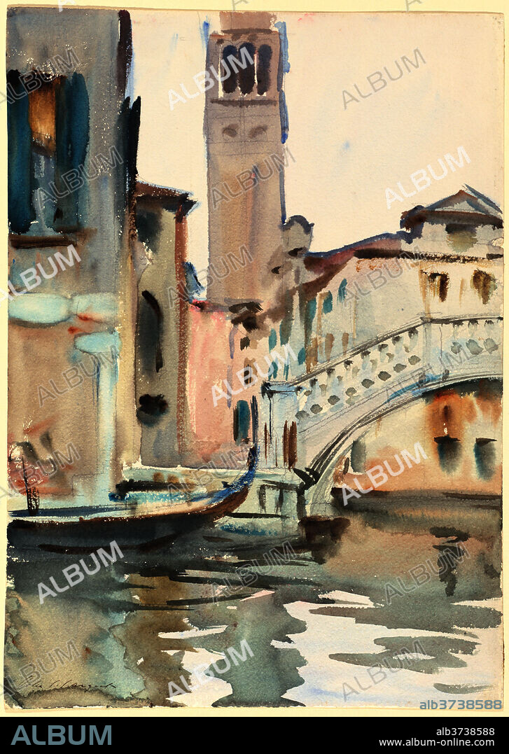 JOHN SINGER SARGENT. A Bridge and Campanile, Venice. Dated: 1902/1904. Dimensions: sheet: 49.5 × 35.2 cm (19 1/2 × 13 7/8 in.). Medium: watercolor over black chalk on thick wove paper.