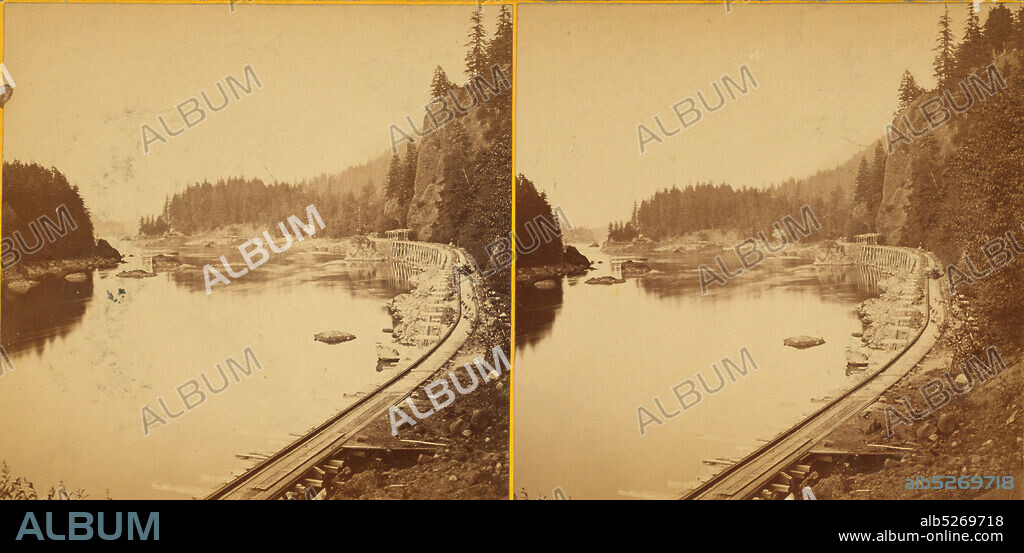 The Tooth Bridge, O.R.R., Cascades, Columbia River., Watkins, Carleton E. (1829-1916), 1867, Oregon.