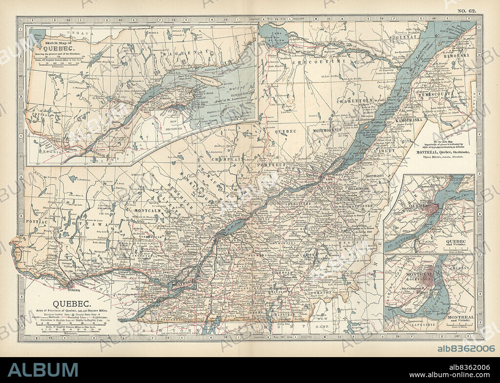 Map of Quebec, Canada.