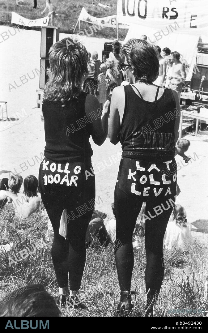 GÖTEBORG 1985-07-05.. Kollo fyller 100 år, låt kollo fylla 200 år också! Alla som firade jubilaren var rörande ense - kollo är ett måste. Alternativet för många är att gå hemma i stan och dega. *** Local Caption *** GP Foto: Anders Hesslegård / Kamerareportage / TT / Kod: 2524.