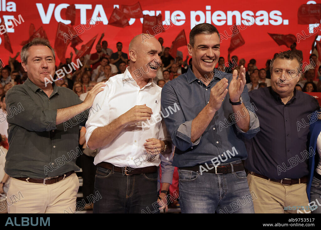 Seville, 05/13/2023. Pedro Sánchez campaign rally. Antonio Muñoz, Juan Espadas, Javier Fernández and Ana Isabel Jiménez intervene, in Fibes. Photo: Juan Flores. ARCHSEV.