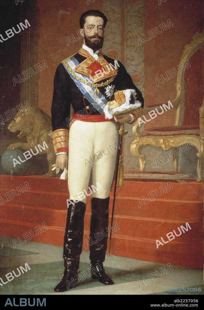AMADEO I ( AMADEO DE SABOYA ). REY DE ESPAÑA. TURIN 1845 - 1890. OLEO DE ANTONIO GISBERT. UNIVERSIDAD COMPLUTENSE DE MADRID.