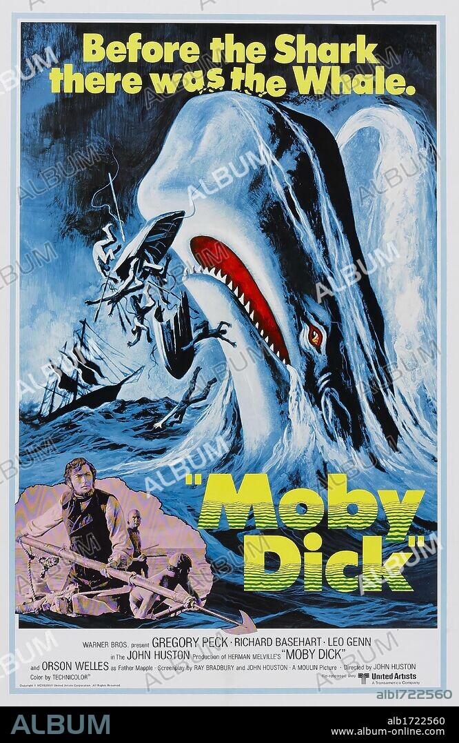 Poster de MOBY DICK, LA BALLENA BLANCA, 1956 (MOBY DICK), dirigida por JOHN HUSTON. Copyright WARNER BROTHERS.