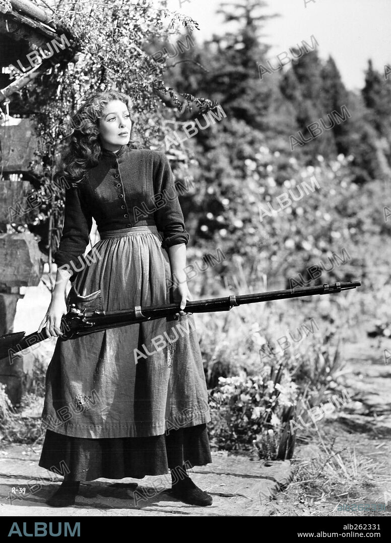 LORETTA YOUNG in RACHEL AND THE STRANGER, 1948, directed by NORMAN FOSTER. Copyright RKO.