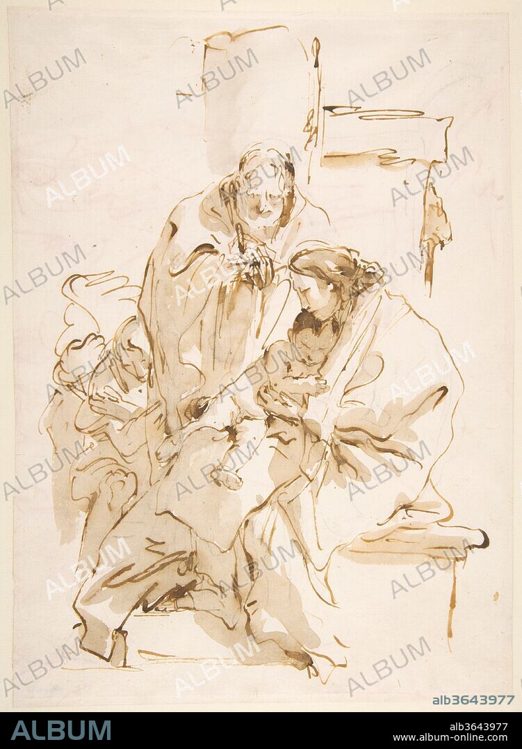 The Holy Family. Artist: Giovanni Battista Tiepolo (Italian, Venice 1696-1770 Madrid). Dimensions: 10-1/2 x 7-5/8 in.  (26.6 x 19.3 cm). Date: 1750-57.