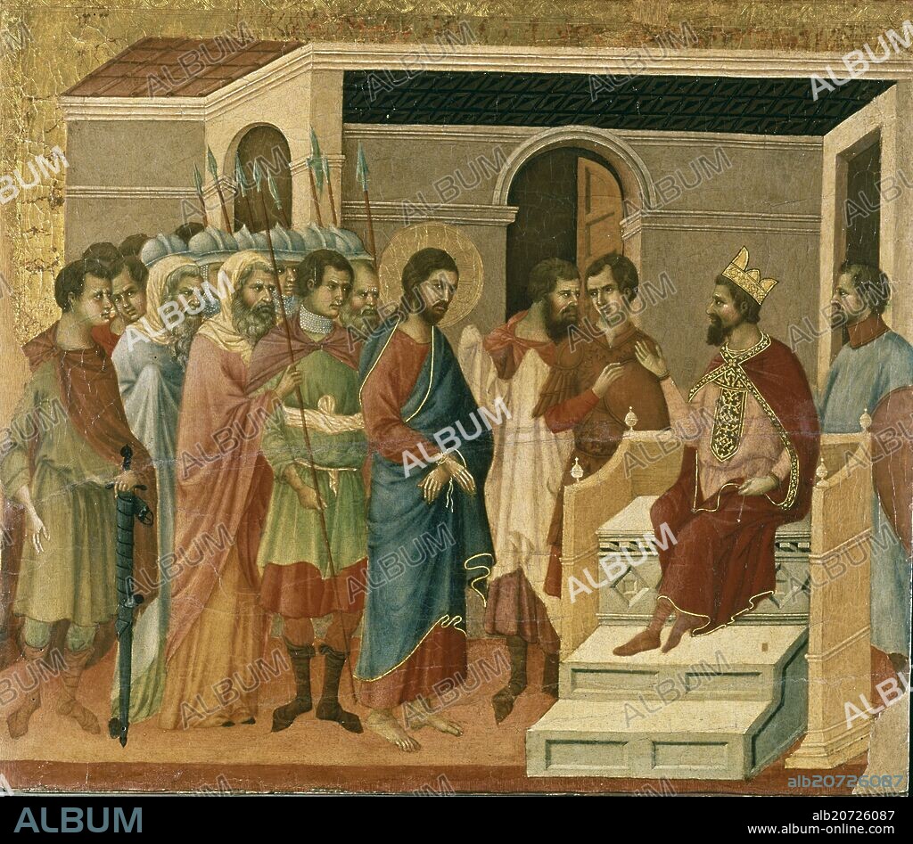 DUCCIO DI BUONINSEGNA (1255-1319). Maesta: Jesus before Herod - 1308/11 - oil on panel - 50x57 cm.
