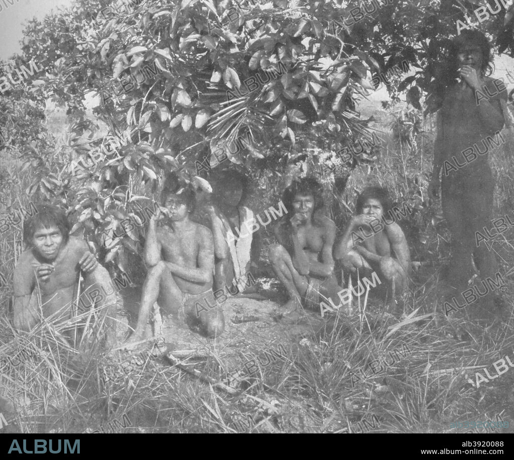 'Nambikwara Indians of the State of Matto Grosso', 1914.  Pacified by Colonel Rondon, but not yet fully dressed. From The Beautiful Rio De Janeiro by Alured Gray Bell. [William Heinemann, London, 1914].