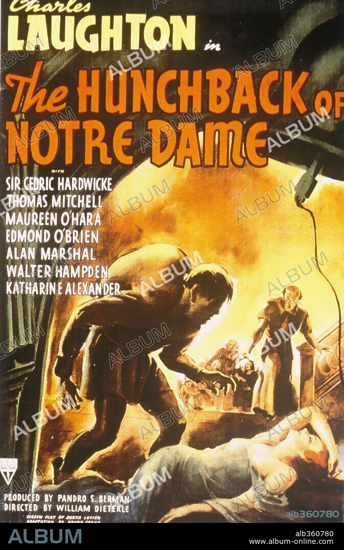 Poster of THE HUNCHBACK OF NOTRE DAME, 1939, directed by WILHELM DIETERLE. Copyright RKO.