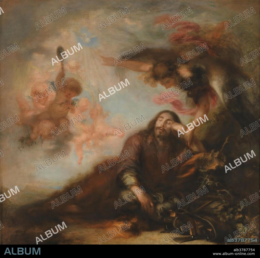 FRANCISCO HERRERA EL MOZO. Francisco de Herrera el Mozo / 'El sueño de San José'. Hacia 1662. Óleo sobre lienzo, 196,5 x 209,5 cm.