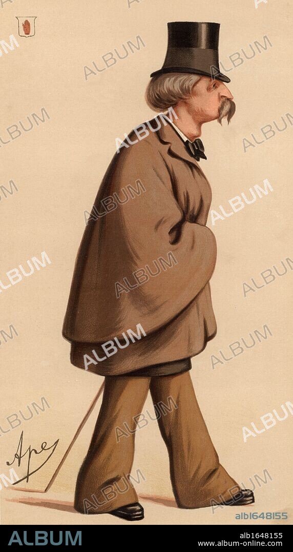 William Augustus Fraser of Morar, 4th Baronet (1826-1898), British politician, author and collector of Scottish extraction. Between 1857 and 1880 be was Member of Parliament for Barnstaple (1857-1859), Ludlow (1863-1865), and Kidderminster (1874-1880). Campaigner for metropolitan sanitary reform. Cartoon by 'Ape' (Carlo Pellegrini - 1838-1889) from "Vanity Fair" (London, 9 January 1875). Chromolithograph. (Photo by: Universal History Archive/UIG via Getty Images).