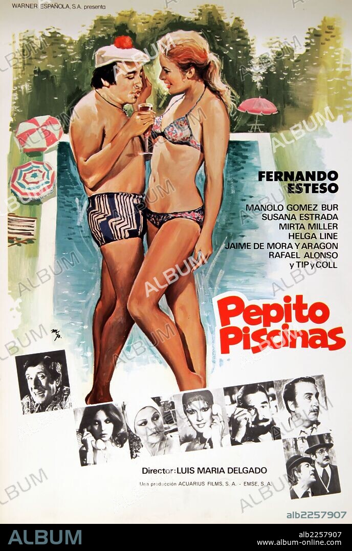 CINE. PEPITO PISCINAS , AÑO1978. DIRECTOR , LUIS MARIA DELGADO. ACTORES , FERNANDO ESTESO , SUSANA ESTRADA. EPOCA DEL DESTAPE.