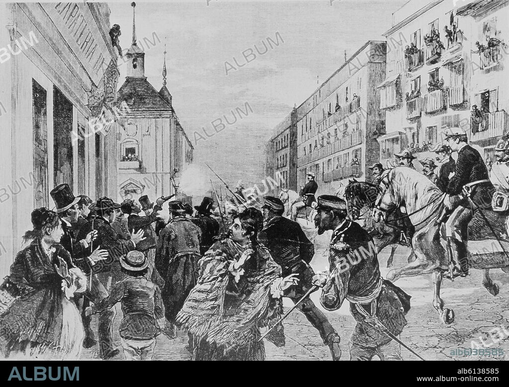 GRABADO-ATENTADO CONTRA ALFONSO XII 1878.