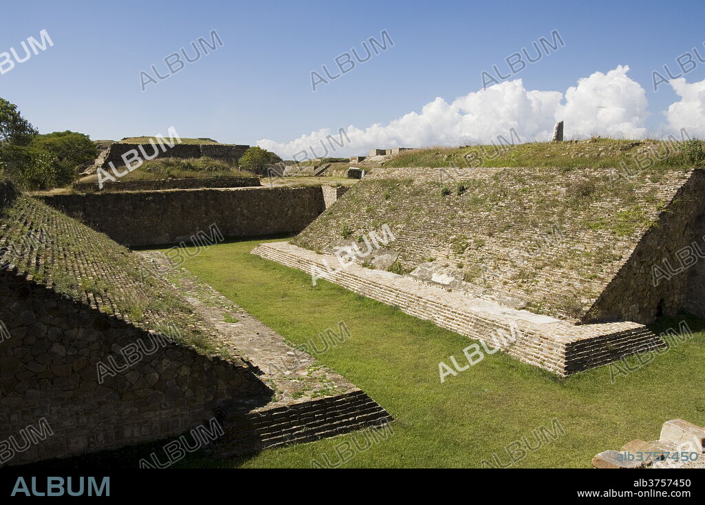 The ball court at the ancient Zapotec city of Monte Alban, UNESCO World Heritage Site, near Oaxaca City, Oaxaca, Mexico, North America.