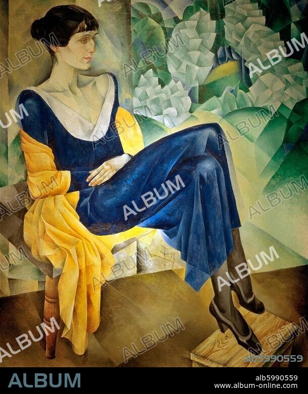 Achmatowa, Anna (eigtl. Anna Andrejewna Gorenko); russ. Lyrikerin; 1910-18 verheiratet mit dem Dichter N.S.Gumiljow; Odessa 23.6.1889-Moskau 5.3.1966.-Porträt.-Gemälde, 1915, von Nathan Issajewitsch Altman (1889-1970). Öl auf Leinwand, 123,5 x 103,2 cm.