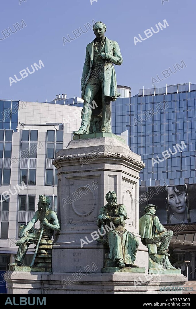 Monument of John Cockerill in front of the European Parliament, Brussels, Belgium, Europe