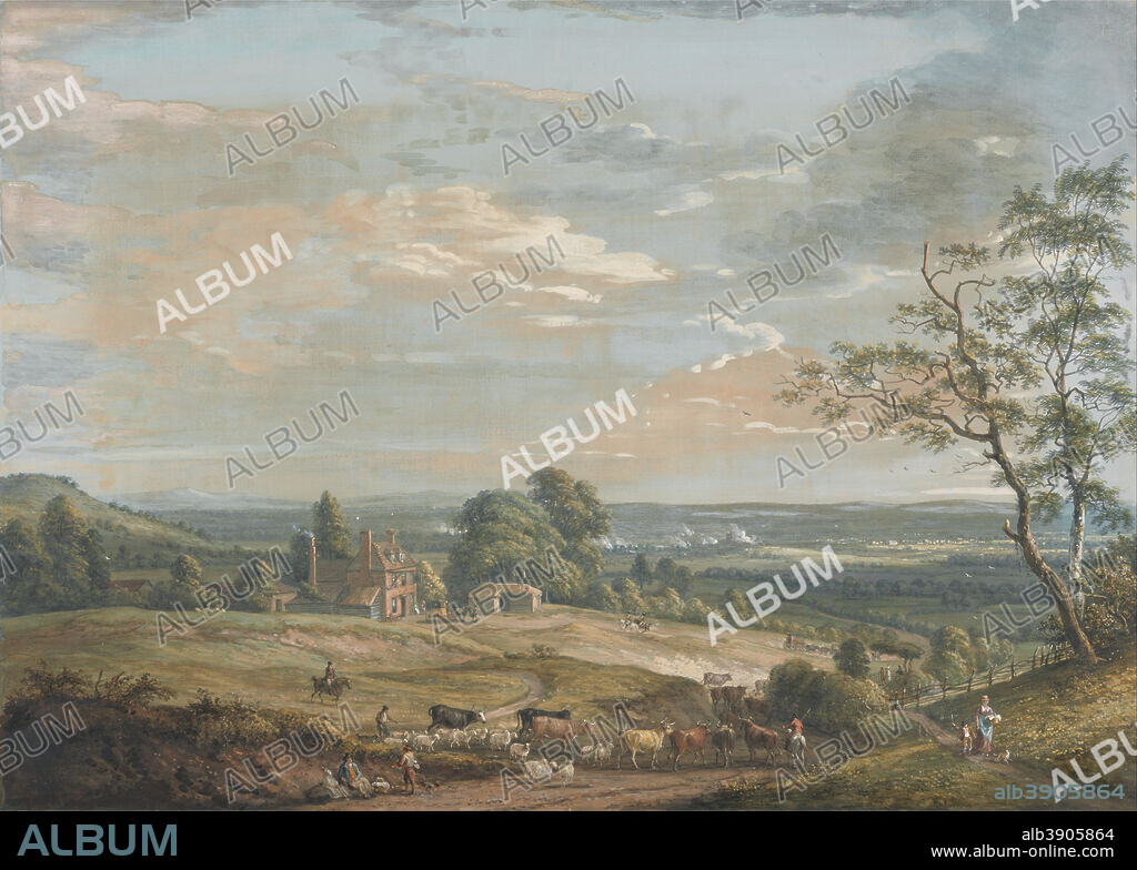 PAUL SANDBY. A Distant View of Maidstone, from Lower Bell Inn, Boxley Hill. Date/Period: 1802. Painting. Gouache and watercolor over graphite on medium, cream, moderately textured laid paper. Height: 559 mm (22 in); Width: 775 mm (30.51 in).