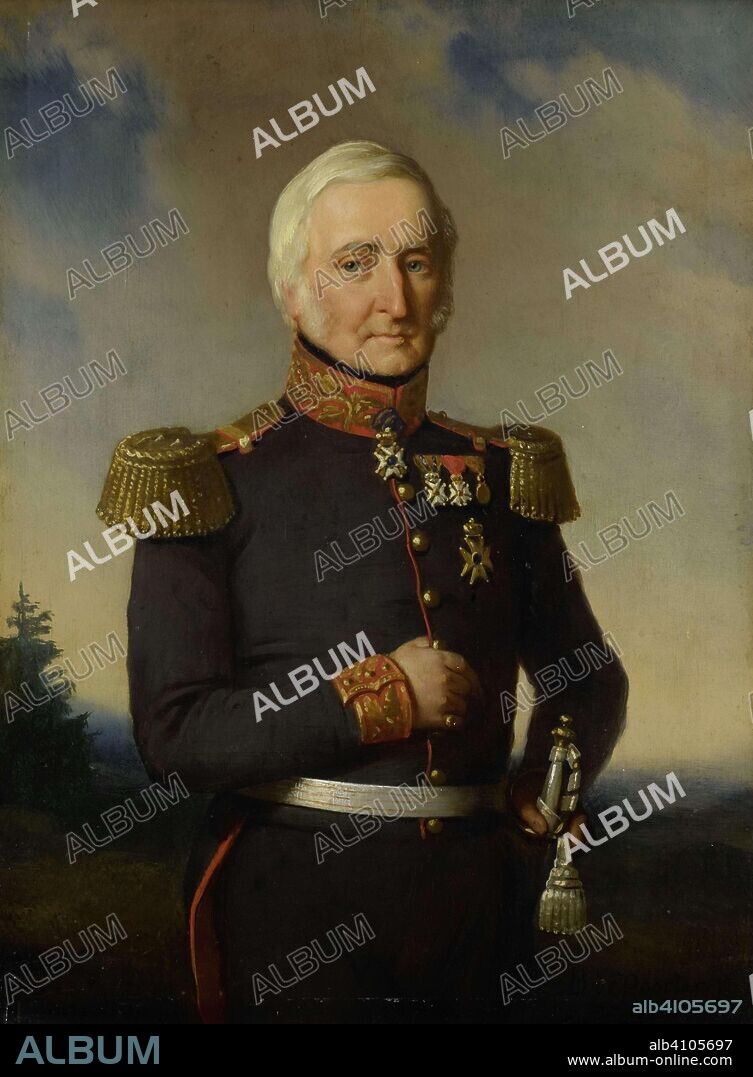 BASTIAAN DE POORTER. Huibert Gerard Baron Nahuys of Burgst (1782-1858). Member of the Council of the Dutch East Indies, in the uniform of Major General titular. Dating: 1852. Measurements: h 31.3 cm × w 22.9 cm × t 1.2 cm; d 6 cm × d 4 cm.