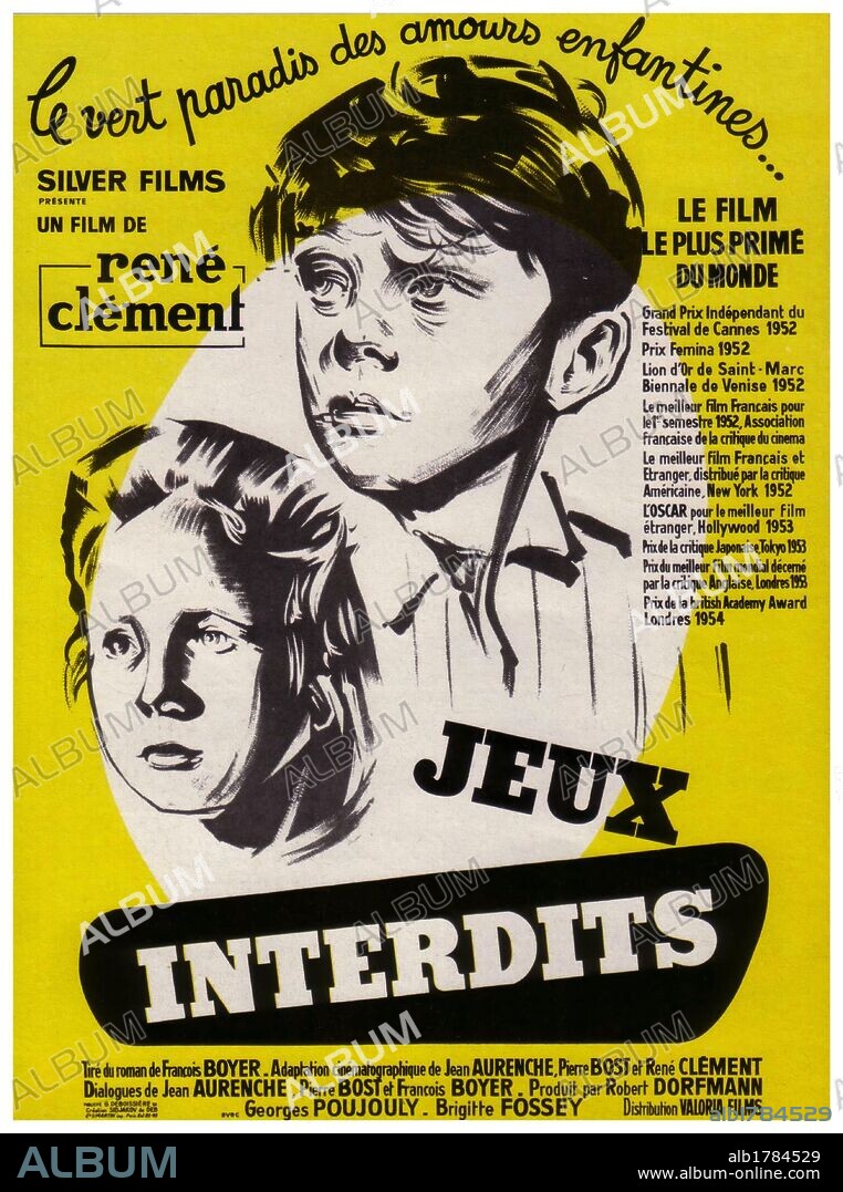 Poster of FORBIDDEN GAMES, 1952 (LES JEUX INTERDITS), directed by RENE CLEMENT. Copyright FILMS CORONA.