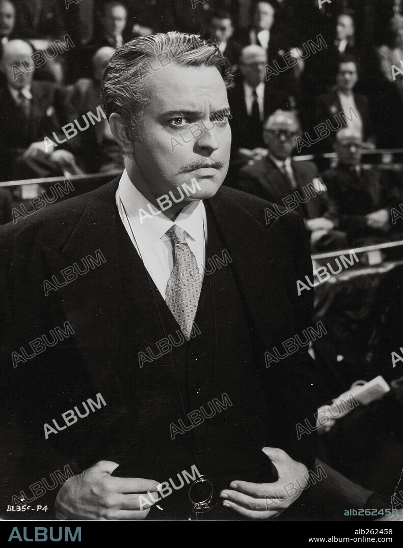 ORSON WELLES in THREE CASES OF MURDER, 1955, directed by DAVID EADY and GEORGE MORE O'FERRAL. Copyright LONDON FILMS/BRITISH LION.