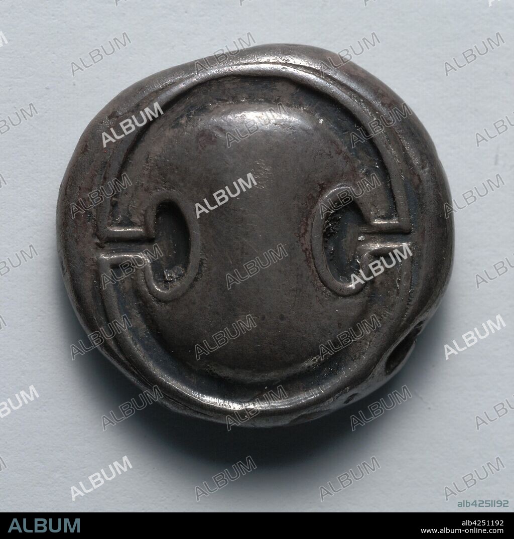 Stater: Boeotian Shield in High Relief (obverse), 379-338 BC. Greece, Boeotia, Thebes, 4th century BC. Silver; diameter: 3 cm (1 3/16 in.).