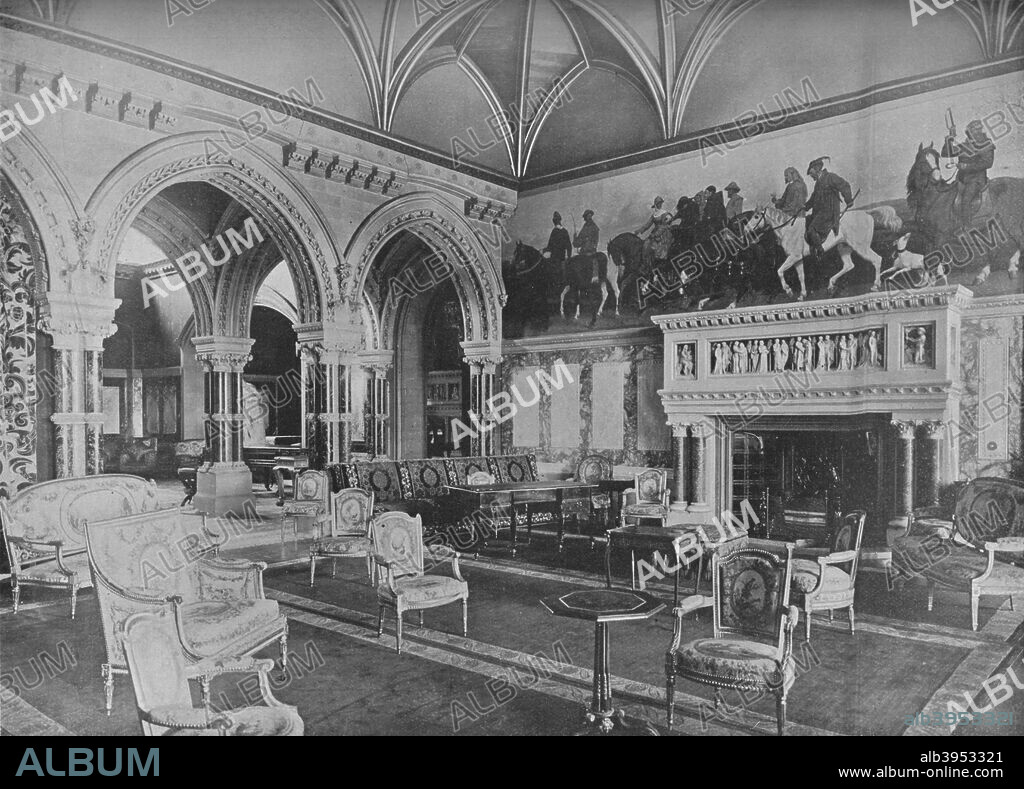 'Eaton Hall, Cheshire - The Duke of Westminster', 1910. Eaton Hall is the country house of the Duke of Westminster, set within a large estate 1 mile (2 km) south of the village of Eccleston, in Cheshire, England. The house is surrounded by formal gardens, parkland, farmland and woodland. From The Connoisseur Vol XXVIII. [Otto Limited, London, 1910].