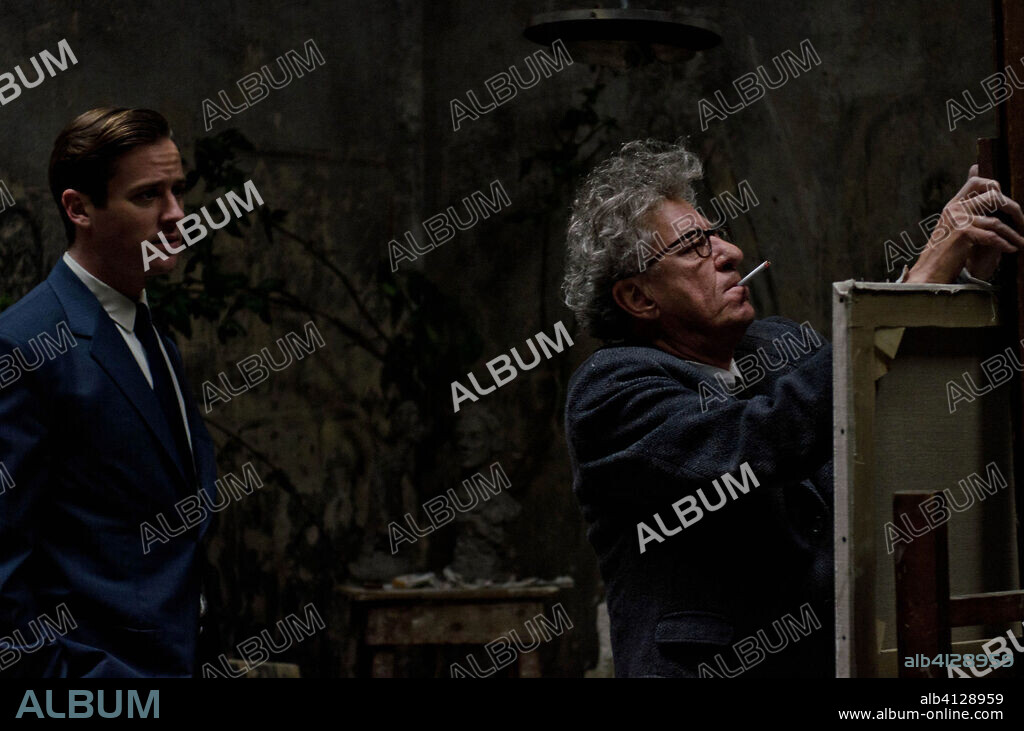 ARMIE HAMMER and GEOFFREY RUSH in FINAL PORTRAIT, 2017, directed by STANLEY TUCCI. Copyright OLIVE PRODUCTIONS/POTBOILER PRODUCTIONS/RIVERSTONE PICTURES.