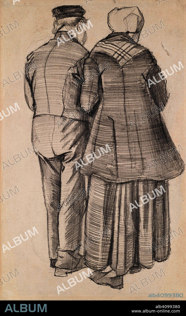 VINCENT VAN GOGH. Man and Woman Seen from the Back. Date: September-December 1882, The Hague. Dimensions: 49.8 cm x 31.0 cm.