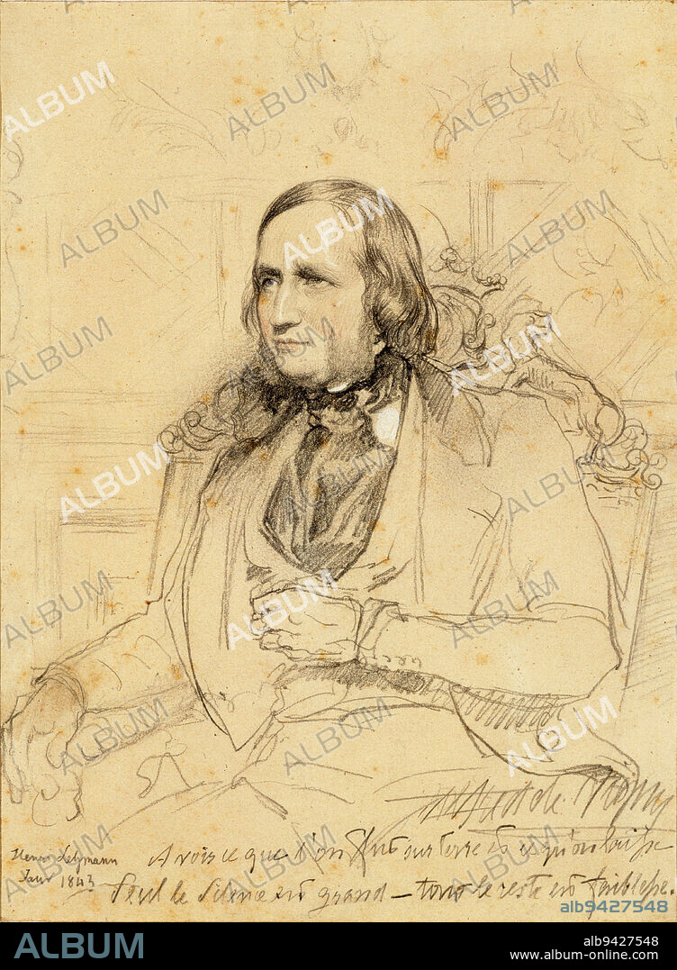 Portrait of Alfred de Vigny, Lehmann, Henri, Draughtsman, In 1-1843, 19th century, Musée de la Vie romantique, Graphic arts, Drawing, Graphite pencil, Gouache, Height: 21.5 cm, Width: 16 cm, Dimensions - Margin:, Height: 47.5 cm, Width: 36.5 cm, Dimensions - Passe-partout:, Height: 50 cm, Width: 40 cm.