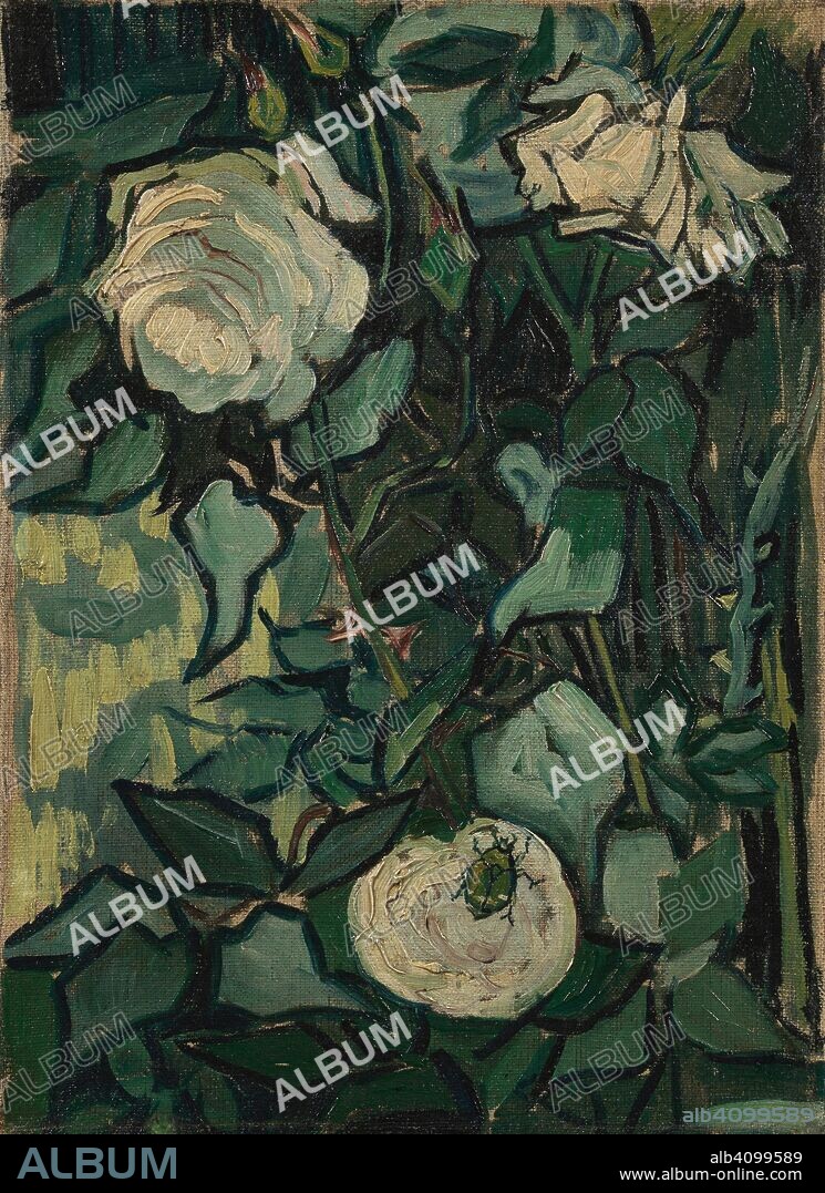 VINCENT VAN GOGH. Roses. Date: May-June 1889, Saint-Rémy-de-Provence. Dimensions: 33.5 cm x 24.5 cm, 51.5 cm x 42.4 cm.