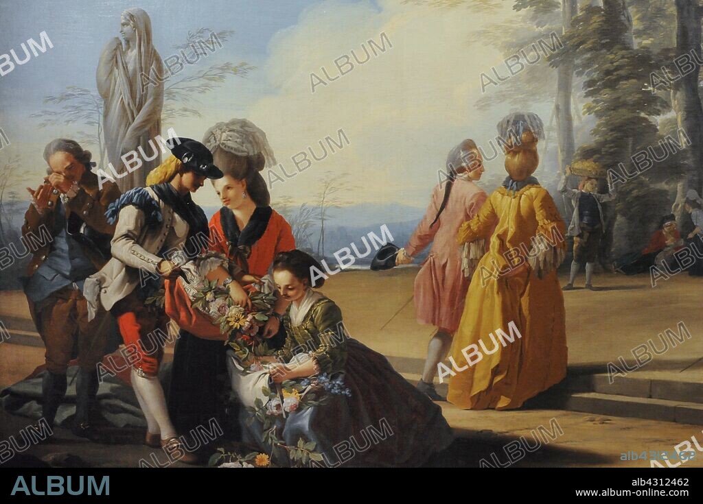 José del Castillo (1737-1793). Pintor español. El jardín del Retiro hacia las tapias del caballo de bronce, 1779. Detalle. Museo de Historia. Madrid. España. (En depósito, cedido por el Museo Nacional del Prado, Madrid) .